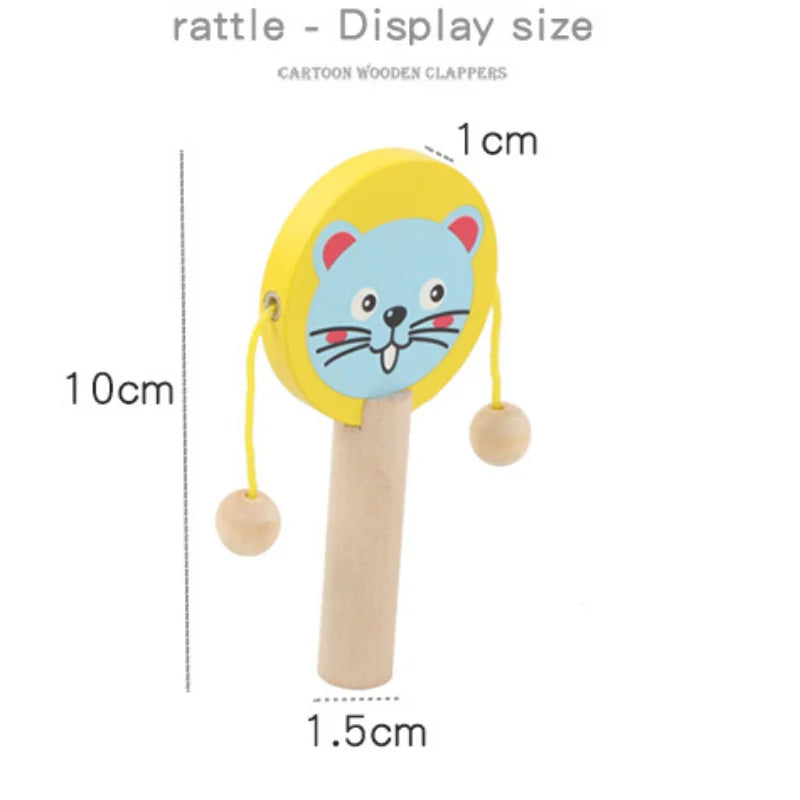 Kids  Wooden Rattle Drum Handle Clapping Castanets Board For - ToylandEU