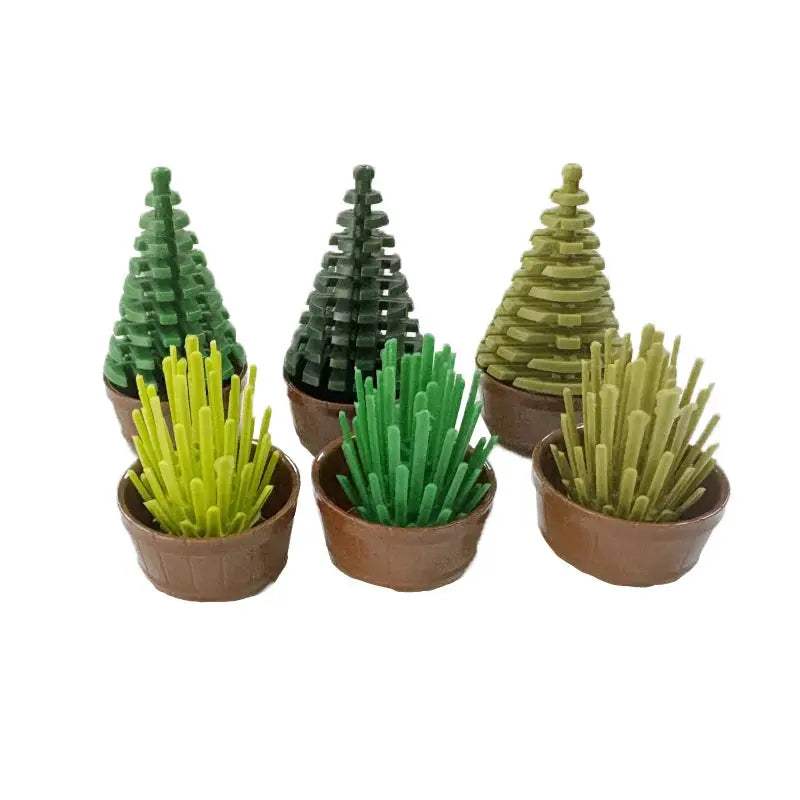 MOC City Plant Building Blocks Accessories Flower Leaves Prickly Shrubs Pine Green Grass Clover Orange Tree Mini DIY Toys F026 - ToylandEU