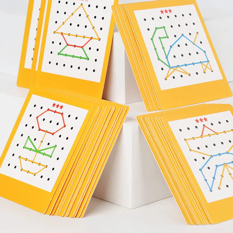 Two Player Wooden Nail Board Geometric Puzzle For Kids