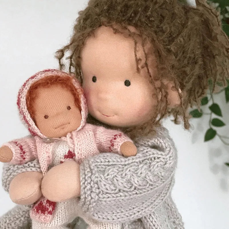 Adorable Handmade Waldorf Plush Doll Girl with Native Enamel Design - ToylandEU