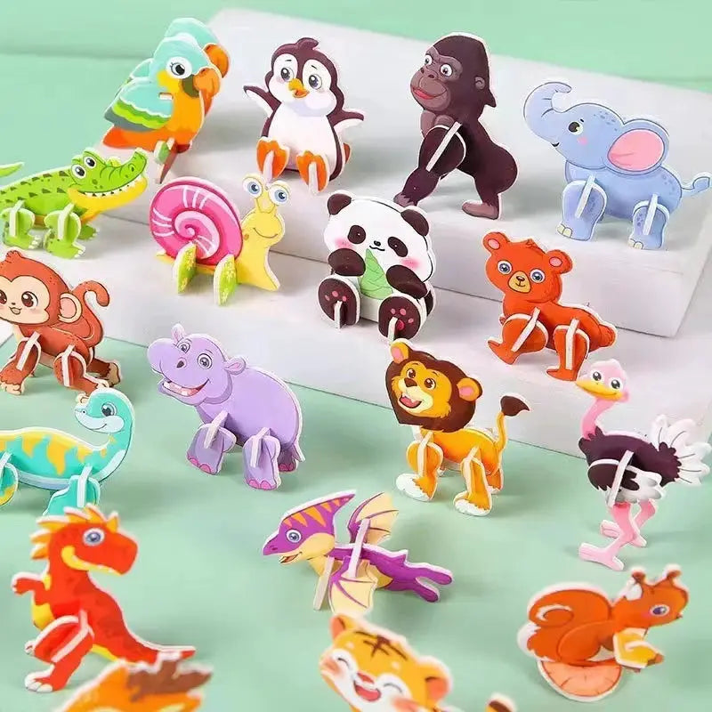30pcs/set 3D Cartoon Puzzles Educational Toys Insect, Dinosaur, Animal, and Vehicle Themes DIY Cardboard Puzzles Montessori toys - ToylandEU