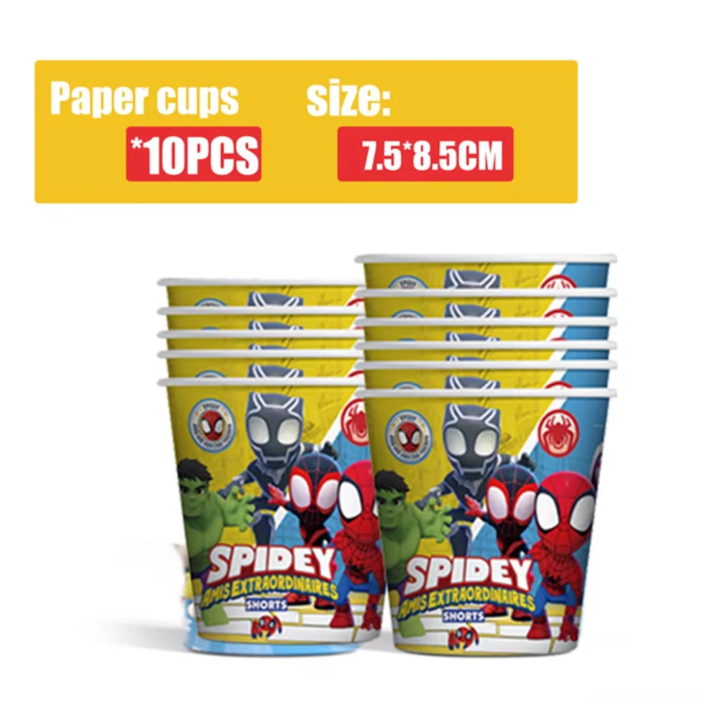 Party Decor Kit | Spidey Theme | Birthday | Plates Cups Tablecloth Banner