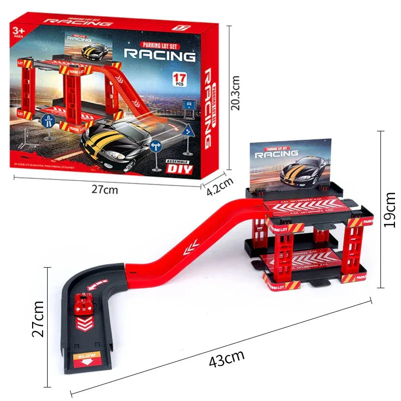 Durable Diecast Police Cars And Fire Engine Parking Track Set - ToylandEU