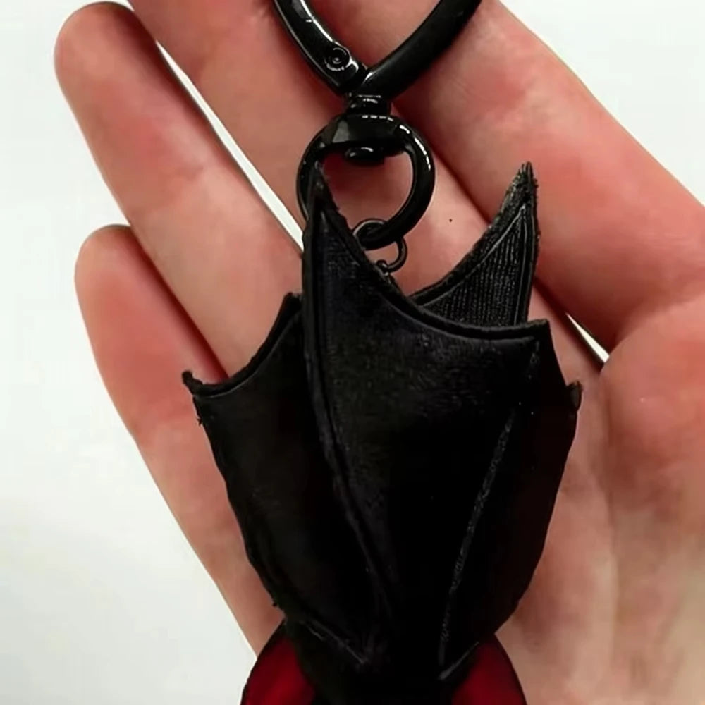 Plush Bat Keychain | Soft Transformable Build | Black Gothic Style For Bags