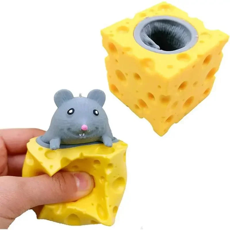 Squeezable Mouse Toy | Cheese Shape | Stress Relief Grip | Great For Kids