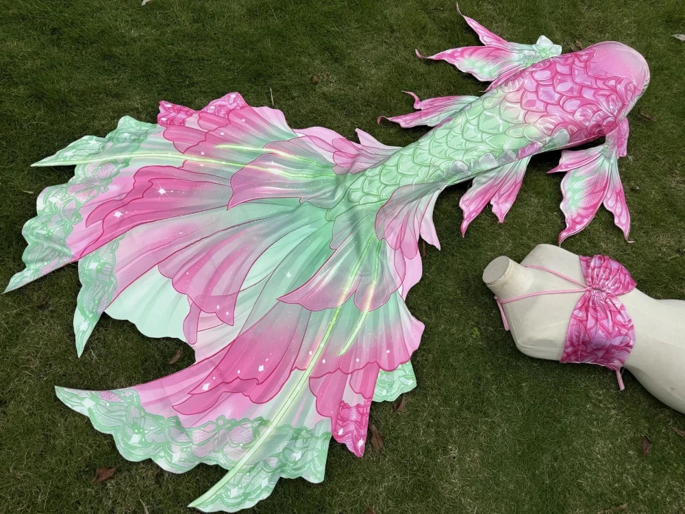Mermaid Tail Swimsuit Set | Polyester Elastane | Includes Bra Top And Tail