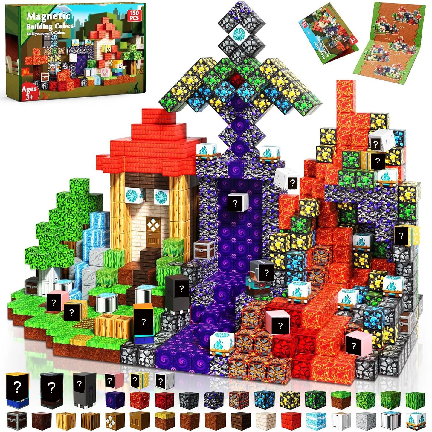 Magnetic Building Blocks | Mine World Cube Set | STEM Toy | Ages 3 Plus