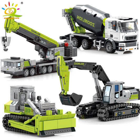 HUIQIBAO TOYS Engineering Truck Building Blocks Crane Bulldozer - ToylandEU