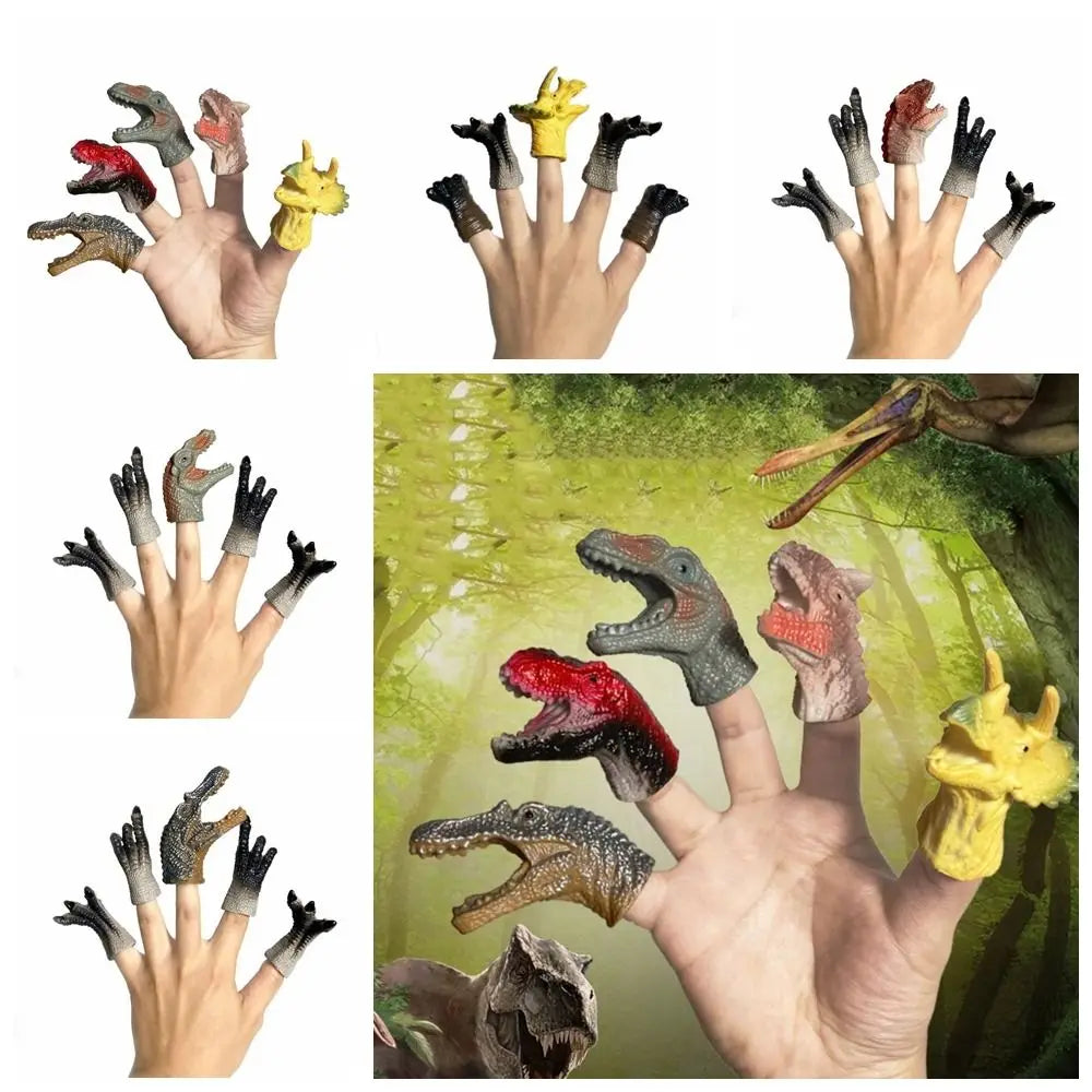 Dinosaur Finger Puppets | Rubber | Cartoon Design | 8cm Mini