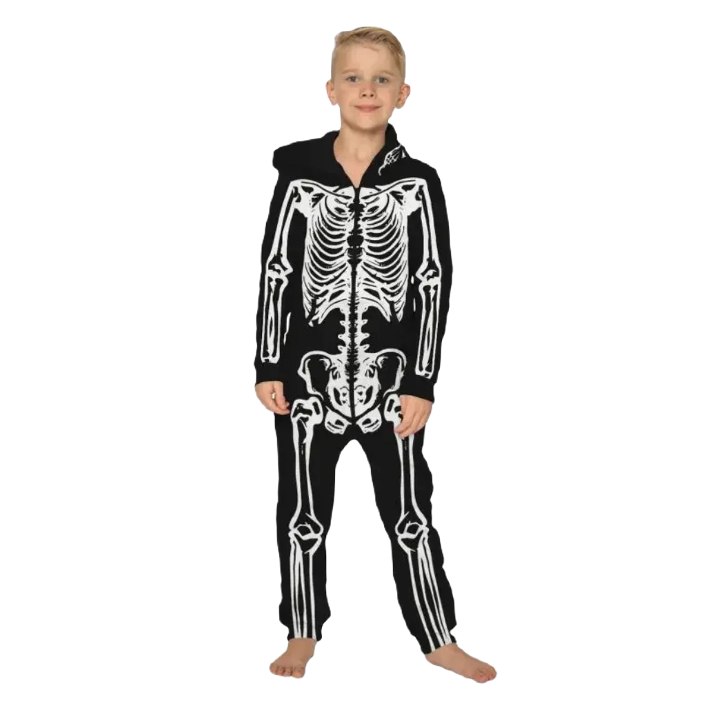 Playful Skeleton Spandex Romper for Kids - Perfect Halloween Costume!