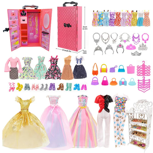 Extensive Doll Accessories Wardrobe Set With 73 Pieces