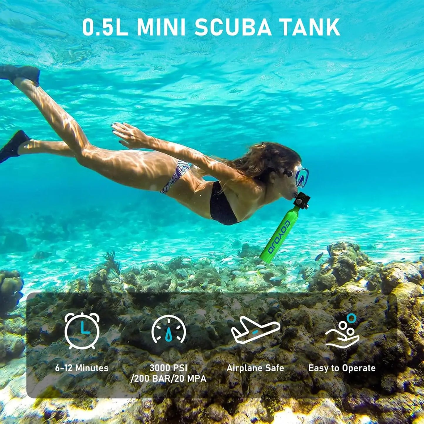 Mini Scuba Tank Kit | 0.5L Each Tank | 3000 PSI System | Two Pack