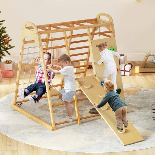 Wooden Montessori Indoor Jungle Gym 8 In 1 Climber