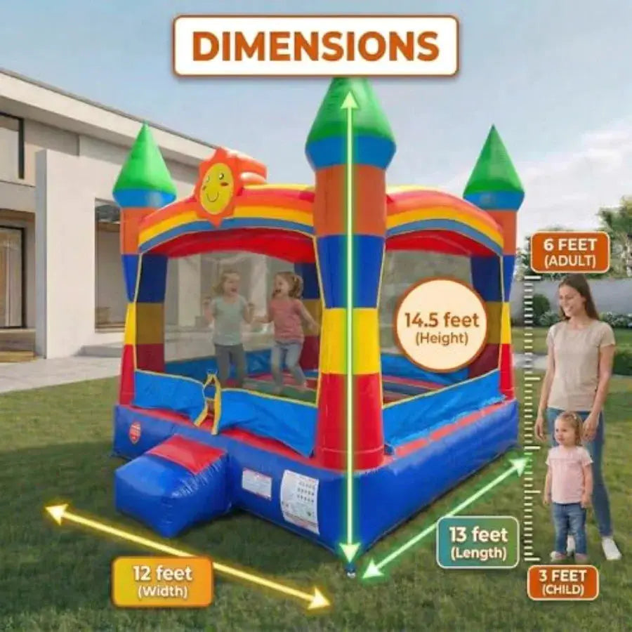 Crossover Classic Rainbow Inflatable Bounce House, Bouncy Jump Castle for and Toddlers, Outdoor Birthday Party Jumping Bouncer, - ToylandEU