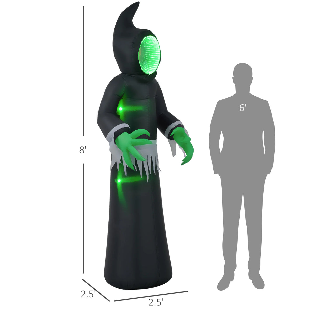 Inflatable Halloween Ghost | 8 Ft | Mirror Design | Outdoor Yard Decor