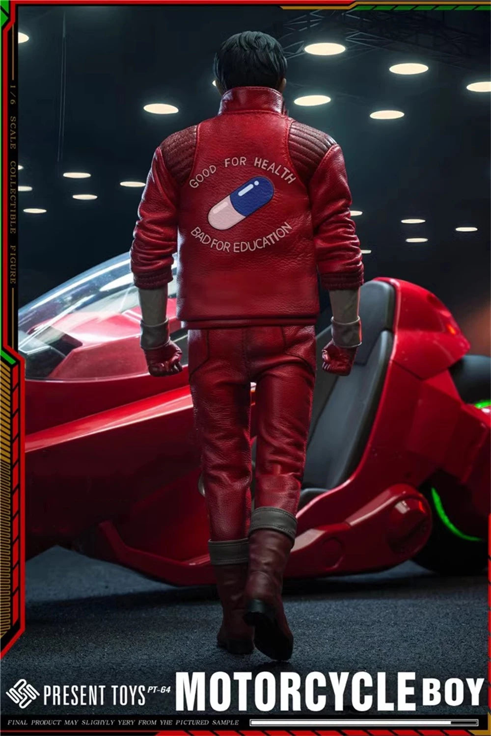 Leather Jacket | One Sixth Scale | Red Motorcycle Theme | Fits 12in Figures
