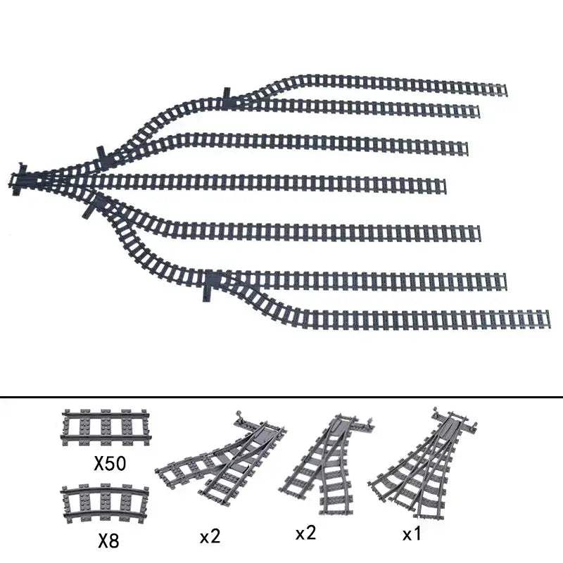 Flexible Train Tracks and Forked Crossing for Lego Compatible Blocks - ToylandEU