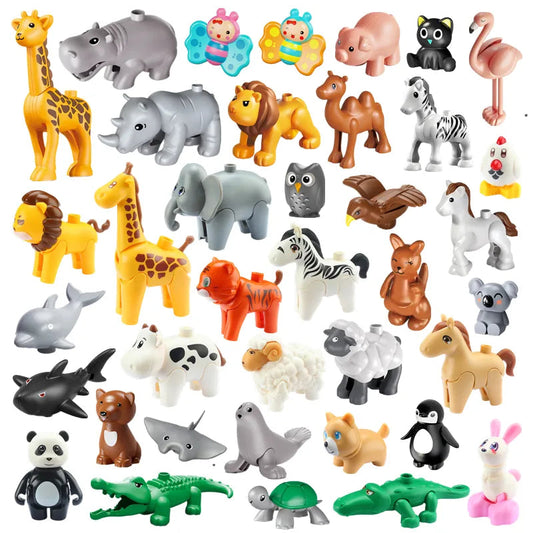 Wild Animal-themed Big Building Blocks Set with Lion and Flamingo Figures - ToylandEU