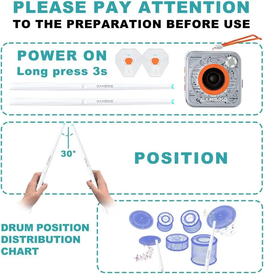 Portable Air Drum Kit With Motion Sensors For Beginners