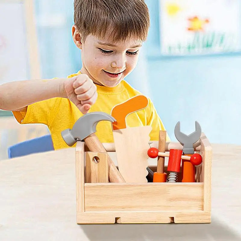 Montessori-Inspired 16-Piece Wooden Tool Set for Creative Play