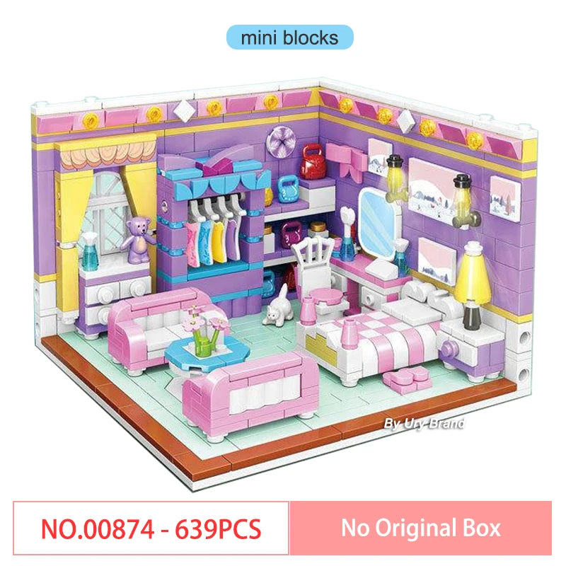 Friends Mini Bricks Girls Bedroom Morden Princess Set Playground House - ToylandEU