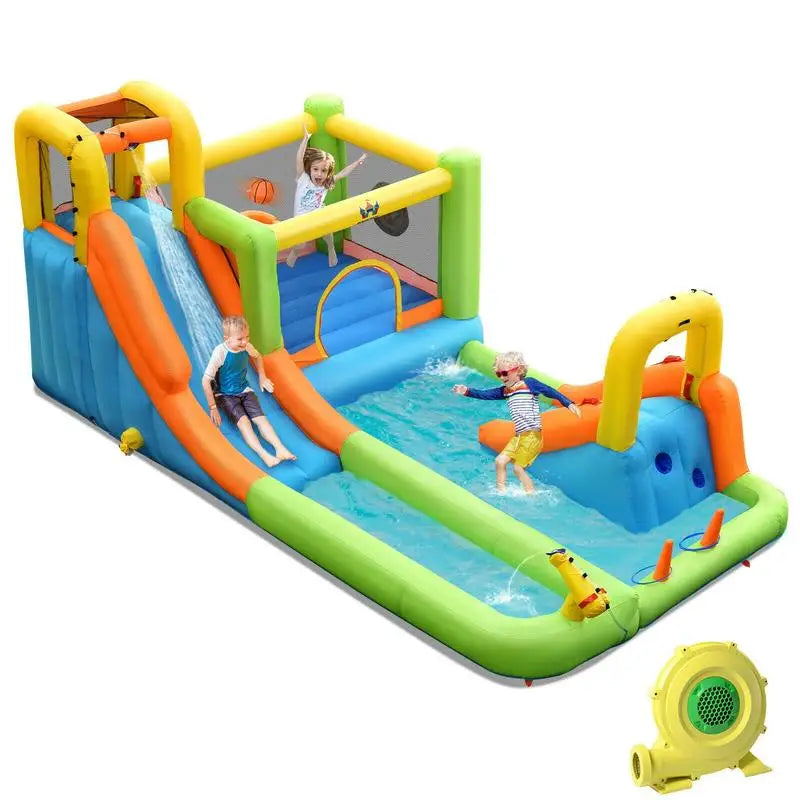 All In One Inflatable Water Slide Bounce House Splash Pool