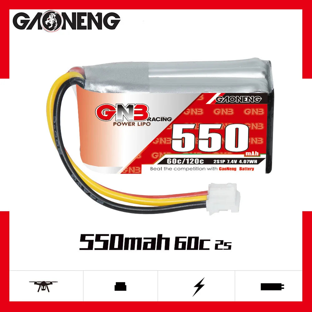 High-Performance 7.4v 550mAh Lipo Battery for RC Racing Cars with Rapid Discharge Rates