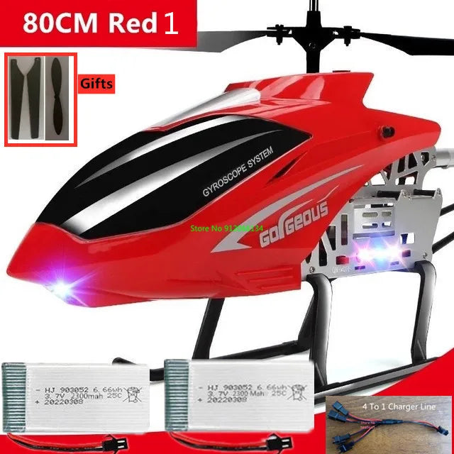 RC 150M Remote Control Large Alloy Electric Helicopter Drone Toy with LED Lights and Anti-Fall Design