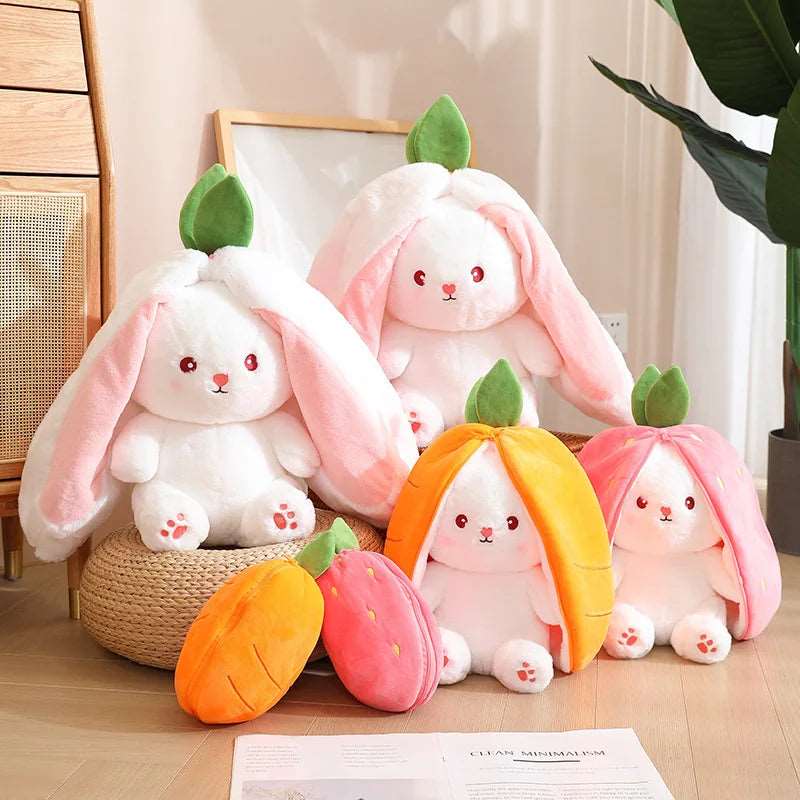 Soft and Adorable Strawberry Rabbit Plush Toys with Hidden Kawaii Bunny in Sizes 20-45cm - ToylandEU