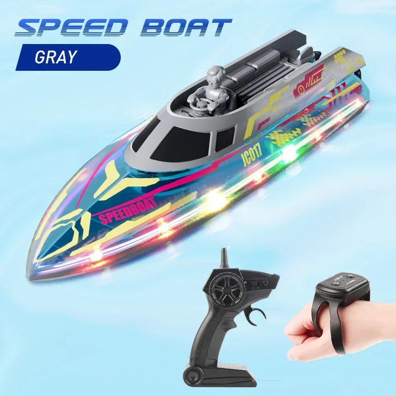 2.4G RC Speedboat With Bright LED Lights For Kids Enjoy - ToylandEU