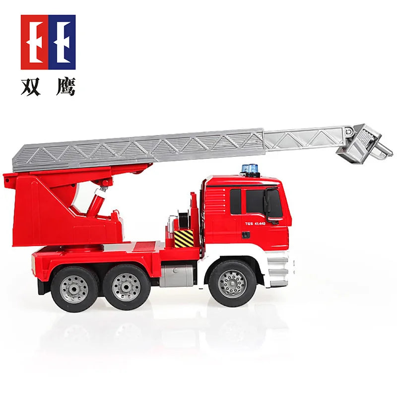 Remote Control Fire Truck Toy with Retractable Ladder and 360 Degree Rotation - ToylandEU