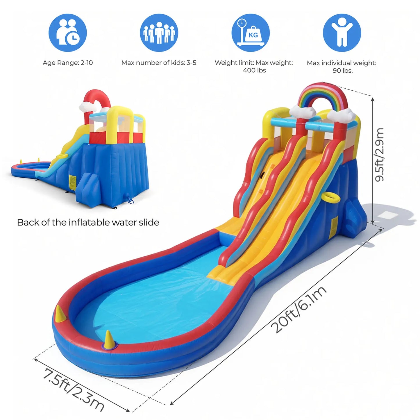 Inflatable Bounce House Water Slide With 680W Blower