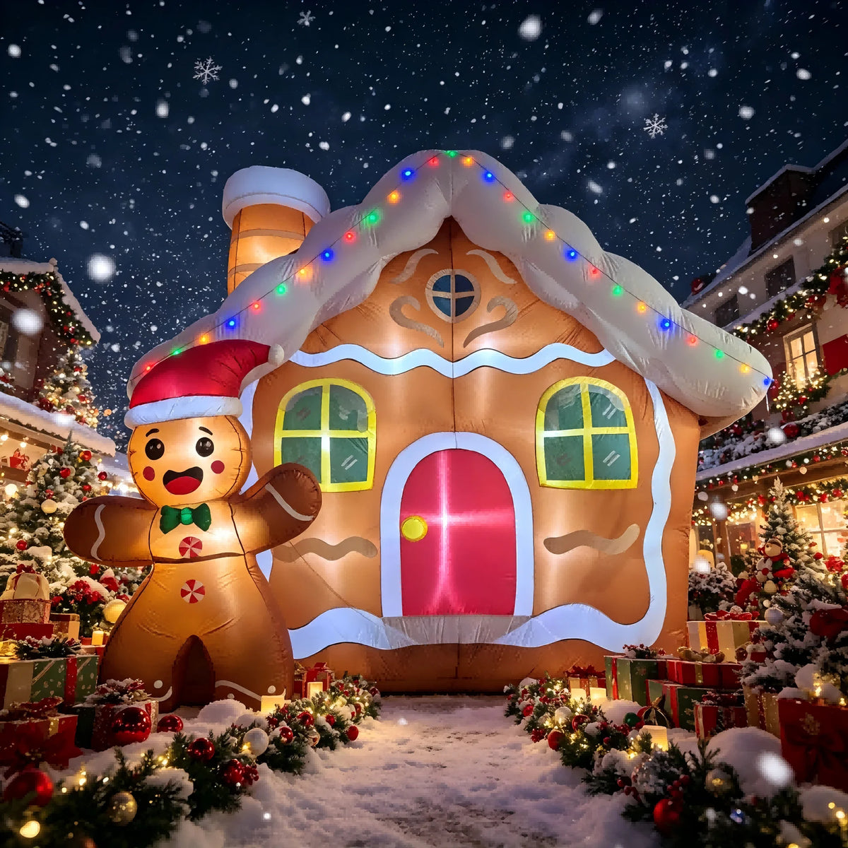 Gingerbread House Inflatable | 11.2 Ft | Led Lights | Outdoor Yard Decor