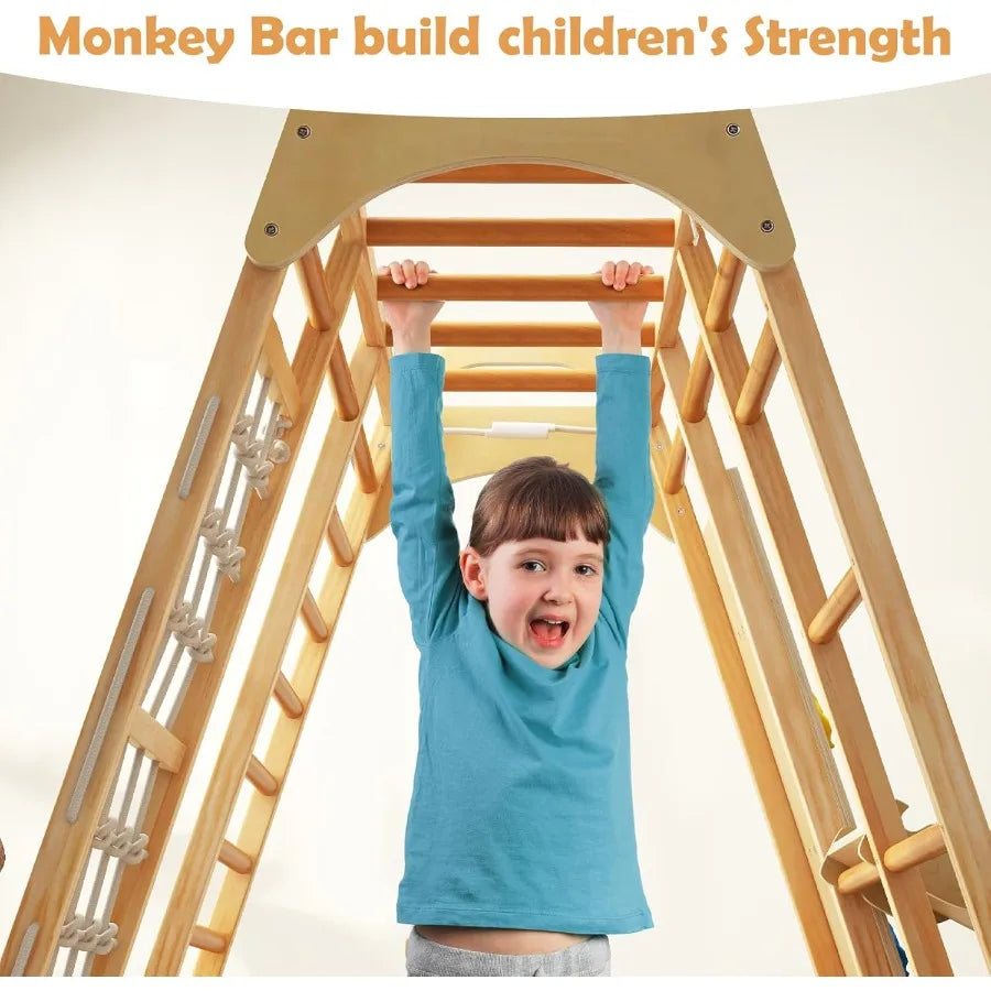 Wooden Montessori Indoor Jungle Gym 8 In 1 Climber