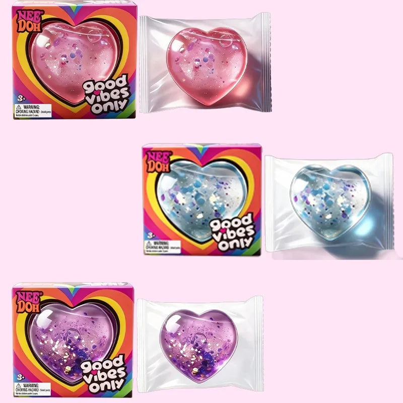 Heart Squeeze Toy | Glitter Heart Shape | Stress Relief Fidget | For Adults
