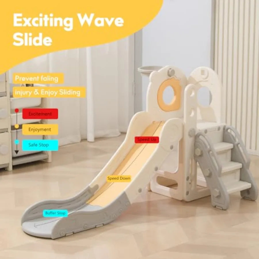 5 In 1 Toddler Slide Indoor Playset With Basketball Hoop