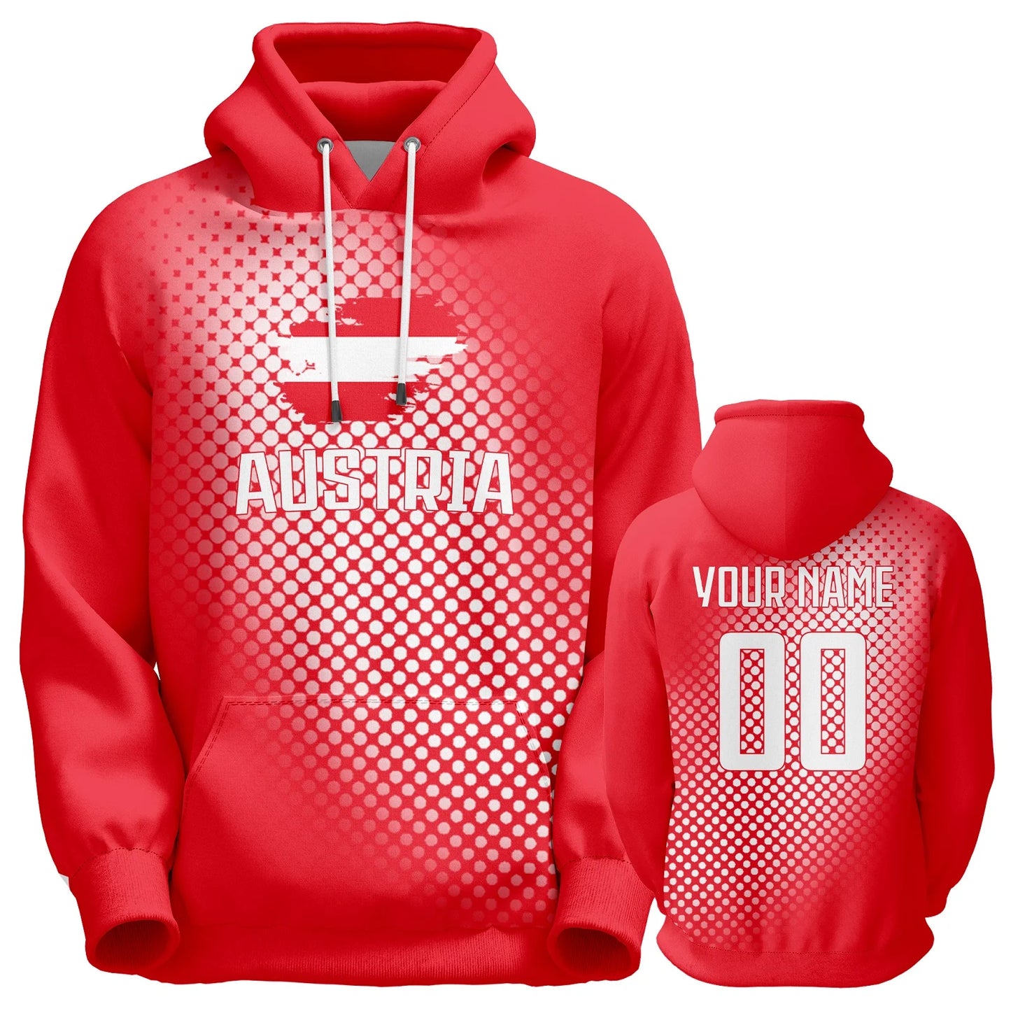 Personalized Austria Flag Soccer Hoodies with Custom Name and Number for Men, Women, and Youth - Perfect Football Team Gift (Sizes S-5XL)