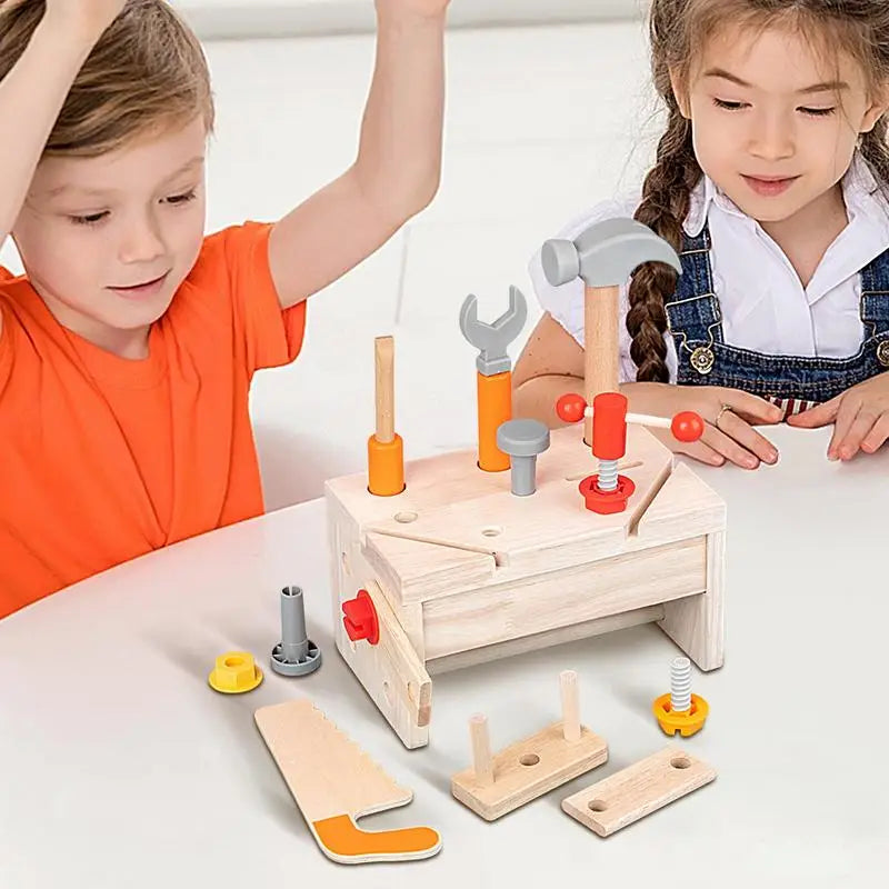 Kids' 16-Piece Wooden Tool Set - Montessori Construction Play & Storage