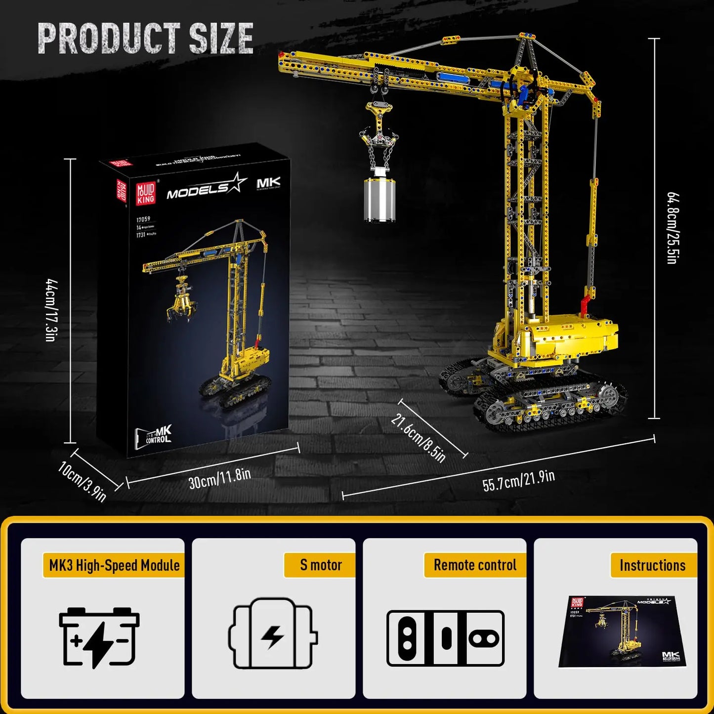 App Controlled Crawler Crane Building Kit For Adults