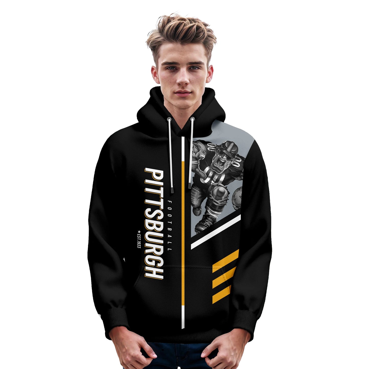 Personalized Pittsburgh City 3D Printed American Football Hoodie for Men, Women, and Youth - Custom Name and Number Sweatshirt Gift