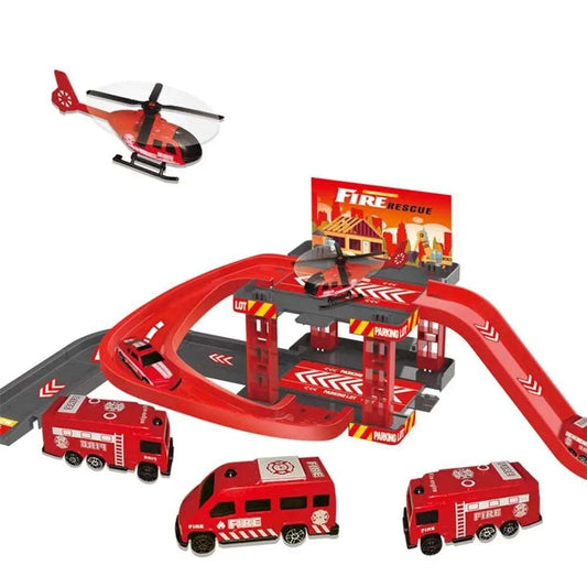 Urban Police Car Parking Lot Toy Set with Construction Track - ToylandEU