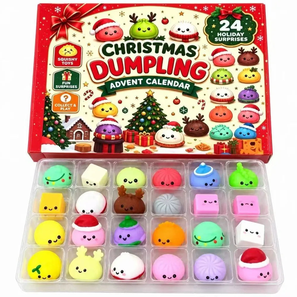 Advent Calendar | 24 Day Dumpling Mystery Surprise | Anxiety Relief Slow Rising Toys | Random Blind Box Gift