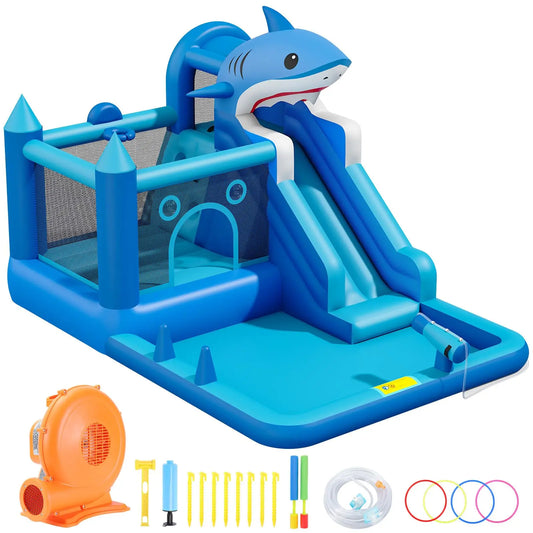 Shark Inflatable Water Park With Slide For Backyard Fun