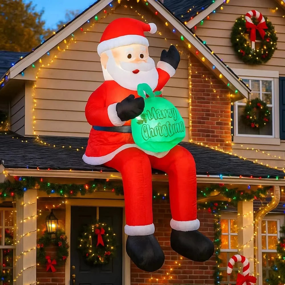 Inflatable Christmas Santa | 5.6 Ft Tall | Built In LED Lights | Xmas Yard Decor