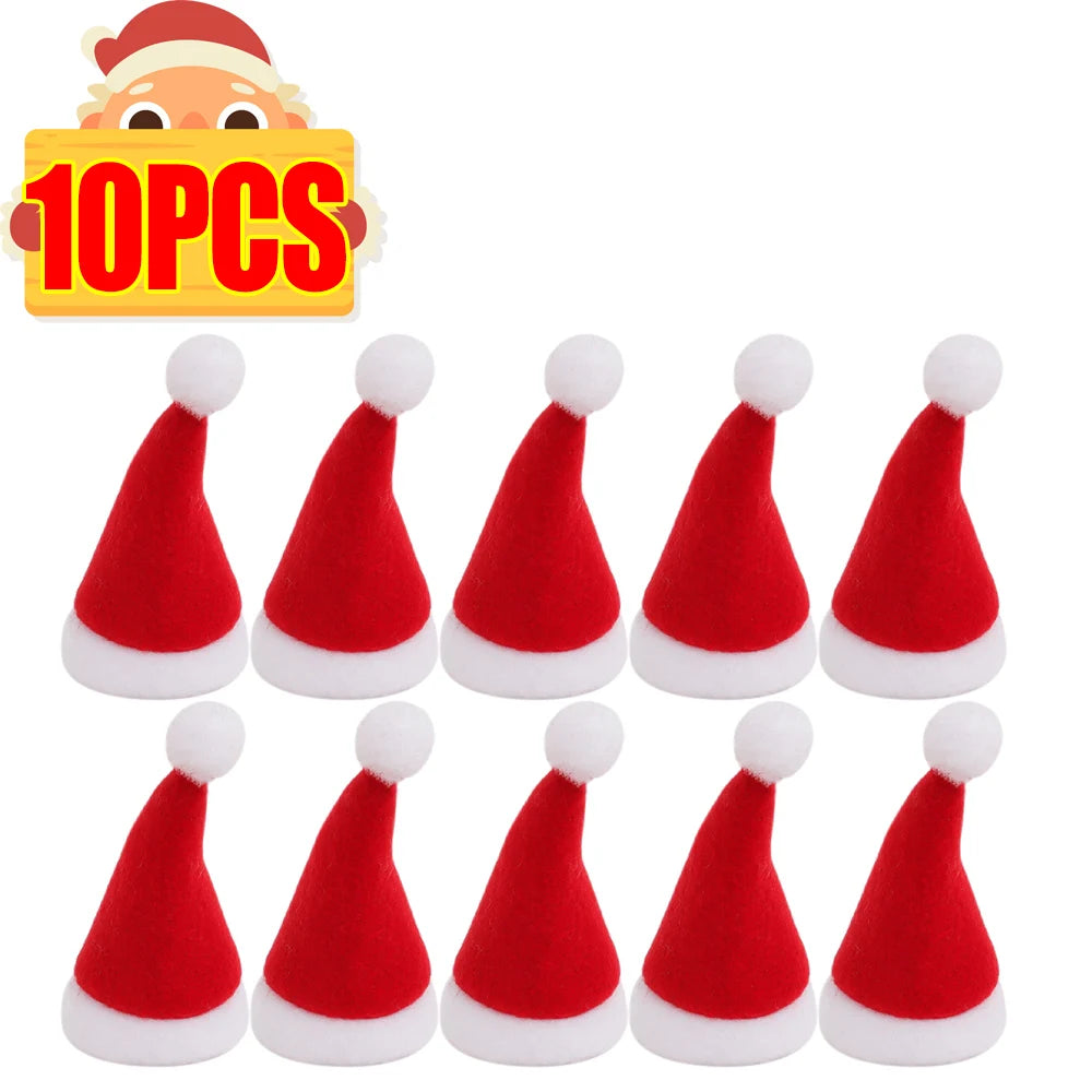 Mini Santa Hat Covers | Non Woven Material | Lollipop Caps | 7Cm Xmas Decor