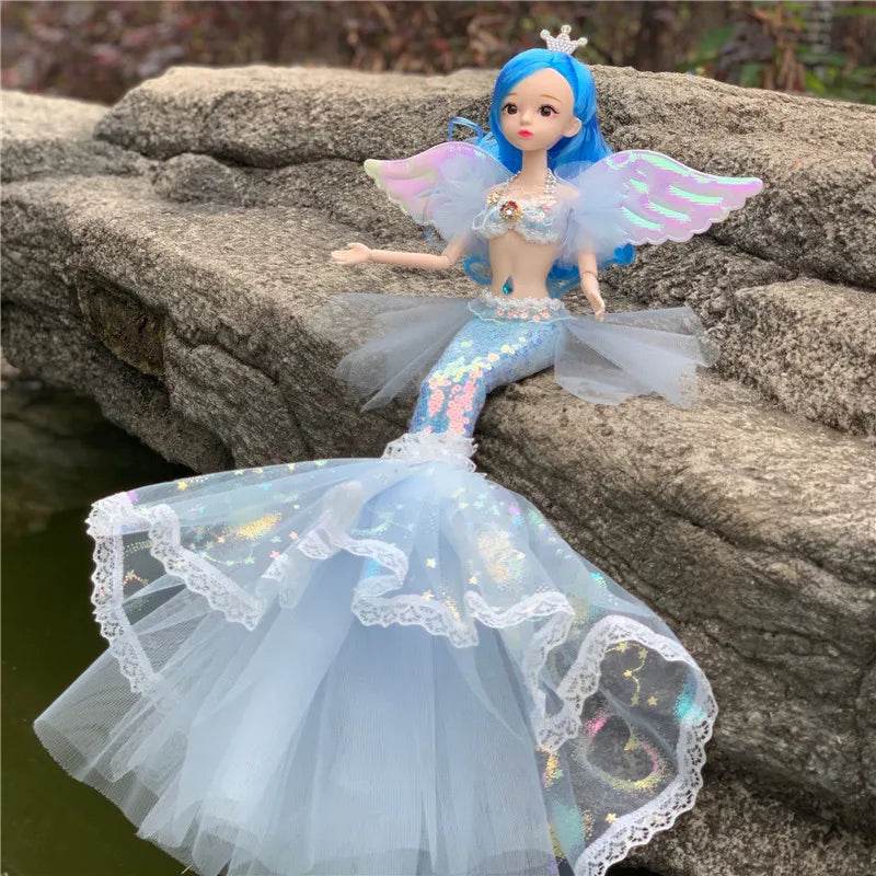 45cm Mermaid Doll Girl Toy Blue Eyes Princess Wedding Dress - ToylandEU