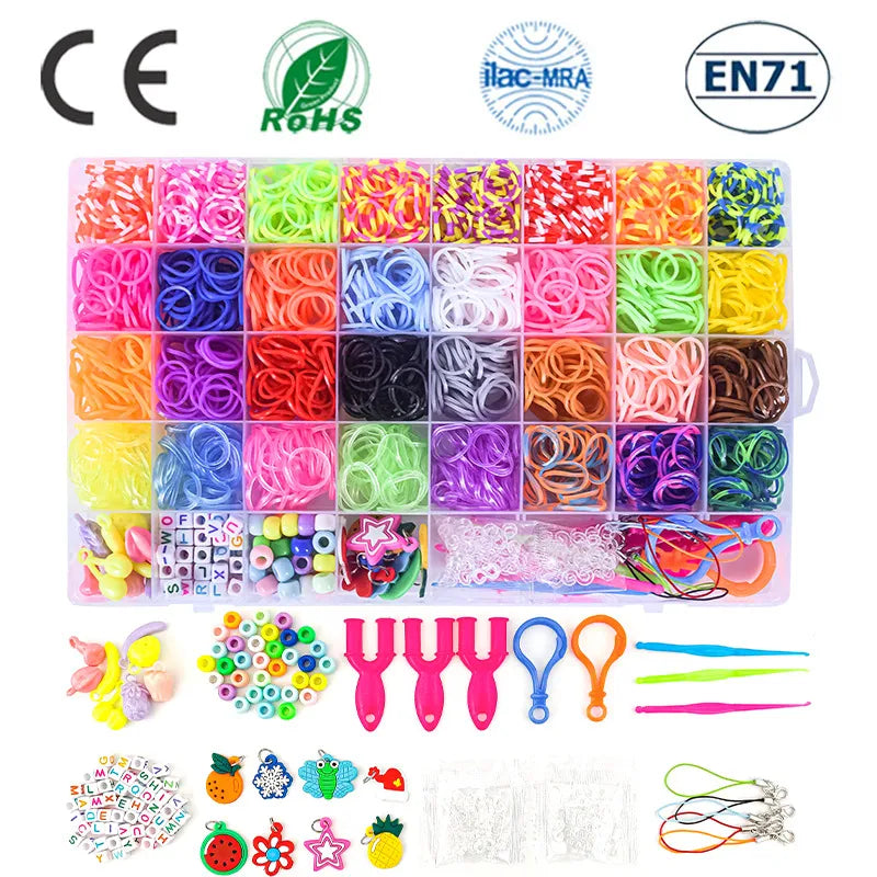 40 Lattice Woven Bracelet Rainbow Rubber Band DIY Knitting Machine Set ToylandEU.com Toyland EU