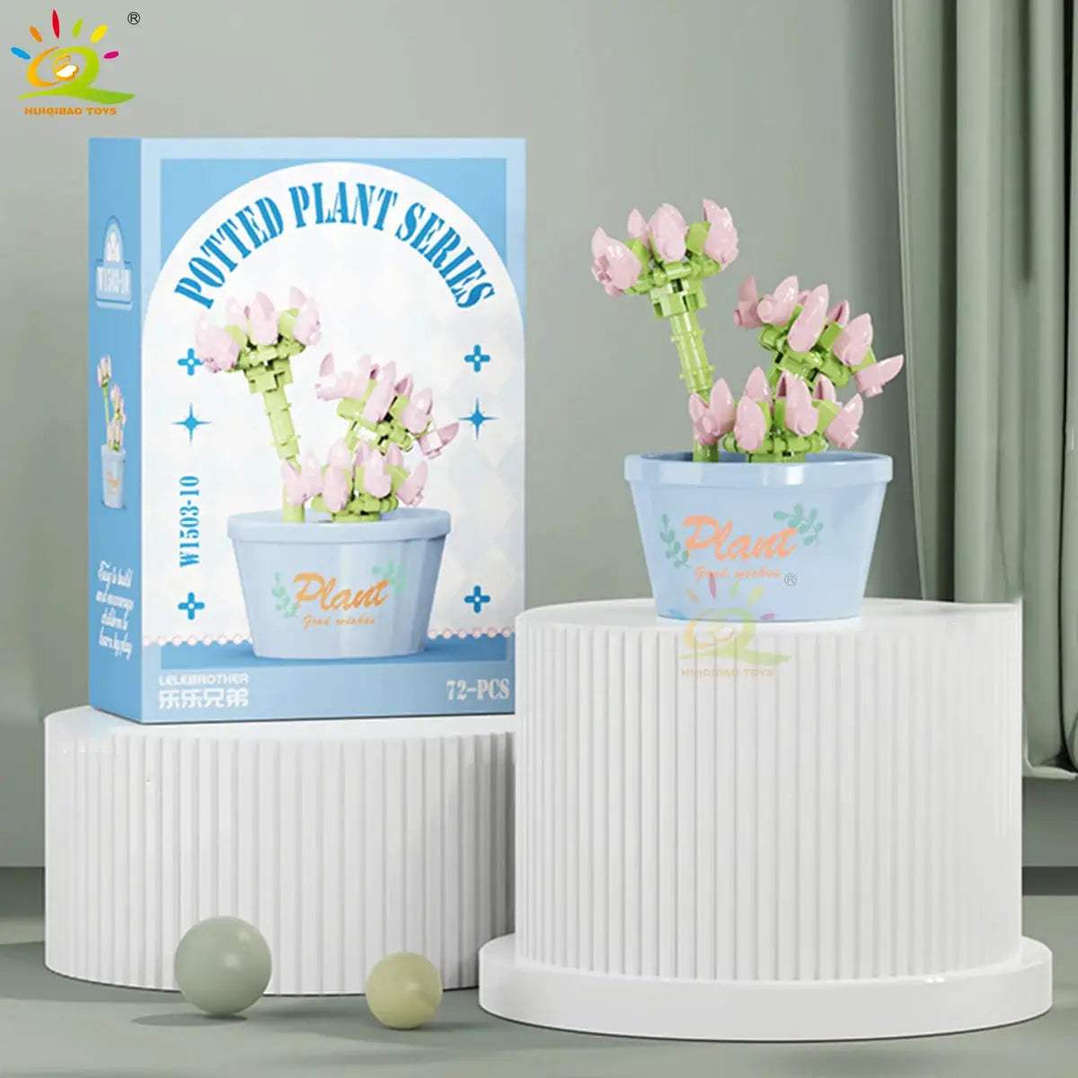 HUIQIBAO MOC Flower Succulent Potted Model Building Block DIY Eternal Bouquet Home Desk Plant Decor Brick Girl Gift Children Toy - ToylandEU