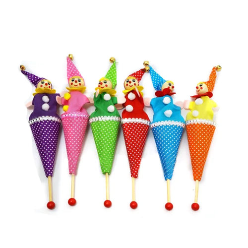 Creative Wooden Clown Puppet Educational Toy for Kids with Bell ToylandEU.com Toyland EU
