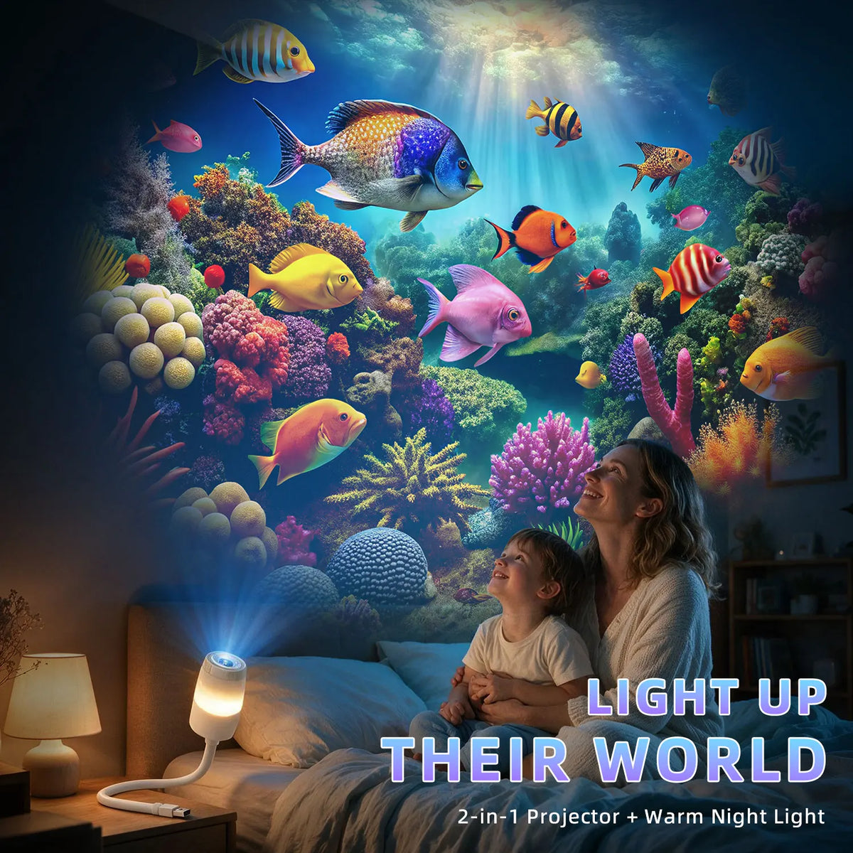Star Projector | USB Jellyfish Design | Ambient Night Light | Bedroom Nursery
